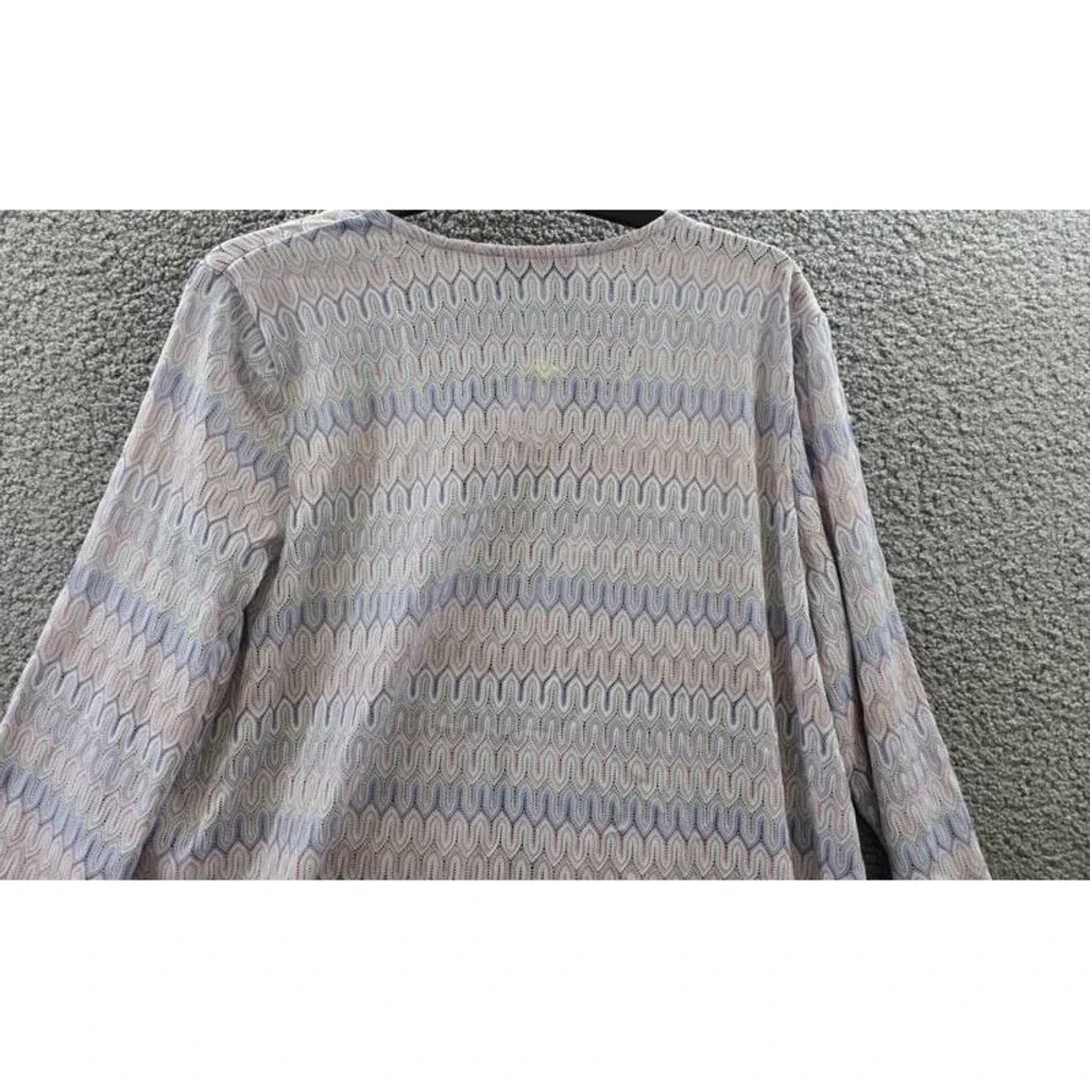 Kasper Plus Size Chevron-Knit Tie-Front Cardigan Women's 2X Blue Lotus Multi